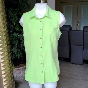 Gander Mountain Lime Green Button Sleeveless Top